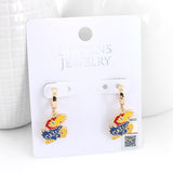 Kansas Gold Huggie Hoop Earrings w/Enamel Logo