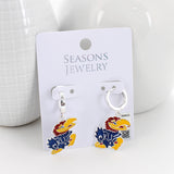 Kansas Glitter Enamel Logo Huggie Hoop Earrings