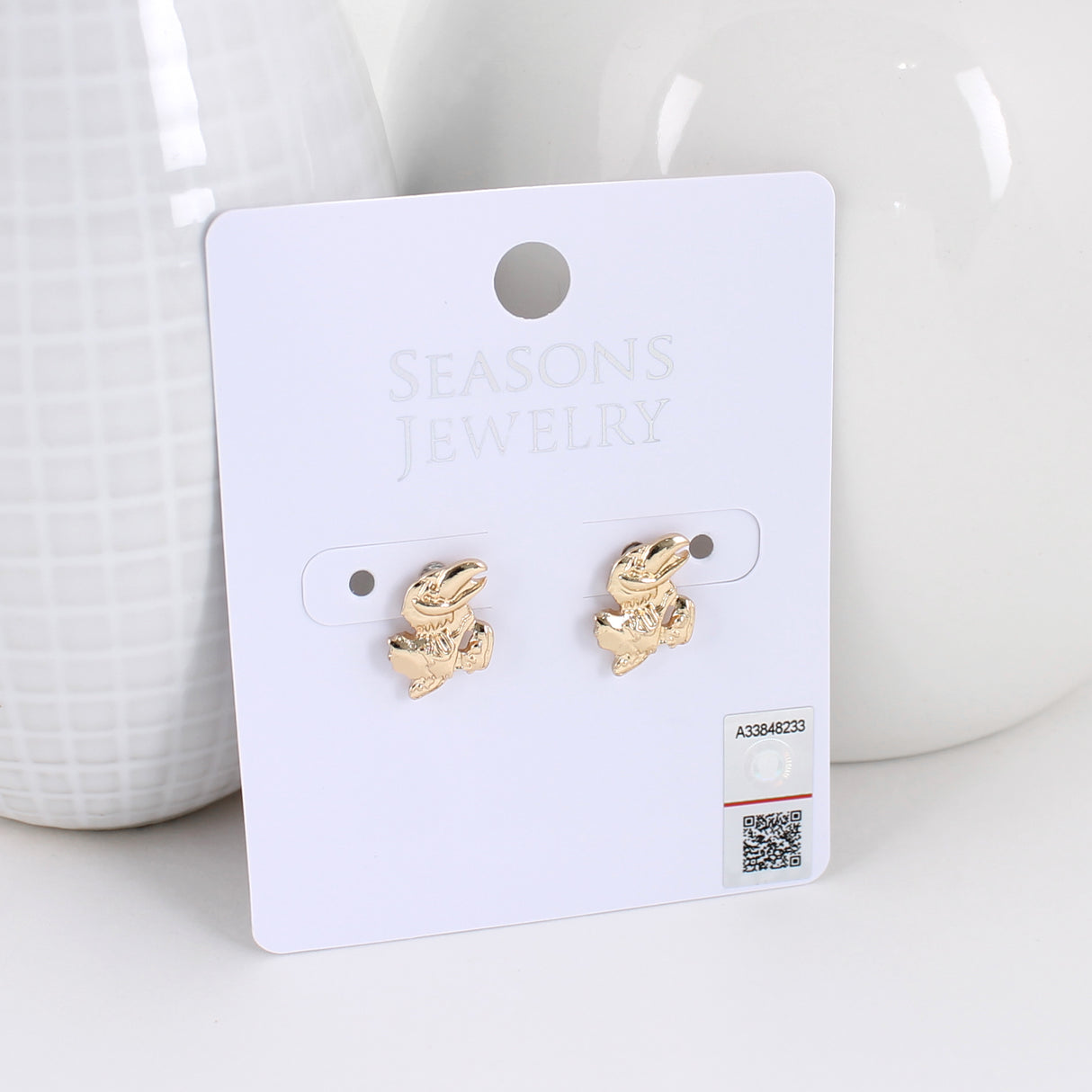 Kansas Shiny Gold Logo Stud Earrings