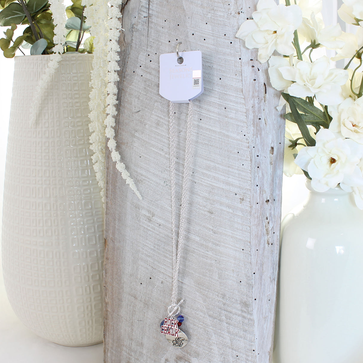 18 - 36” Kansas Logo Disc & Slogan Cluster Convertible Necklace