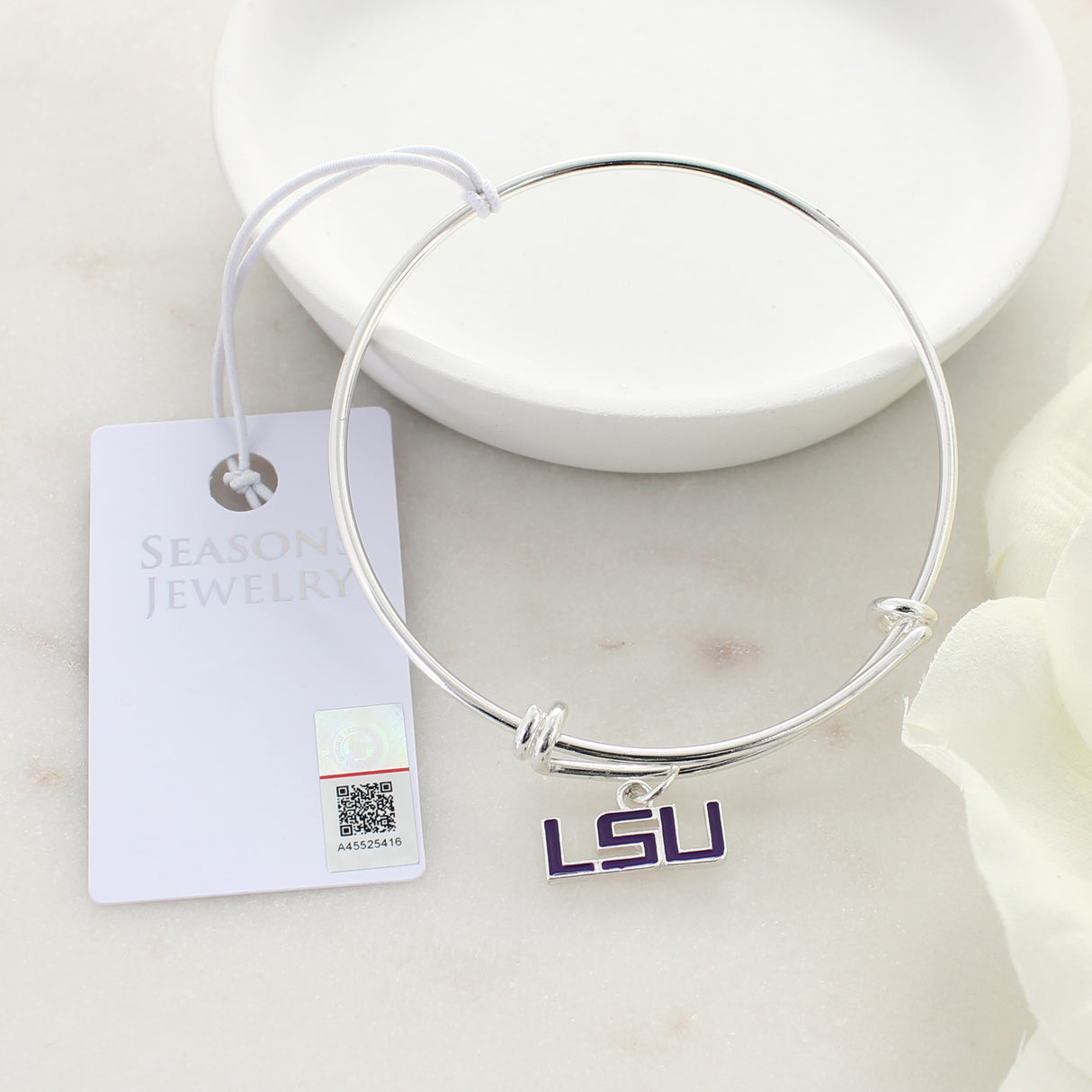 LSU Enamel Logo Wire Bracelet