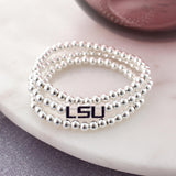 LSU Glitter Enamel Logo Stretch Bracelet Set