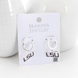LSU Glitter Enamel Logo Huggie Hoop Earrings