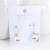 LSU Pearl Logo Hoop Earrings