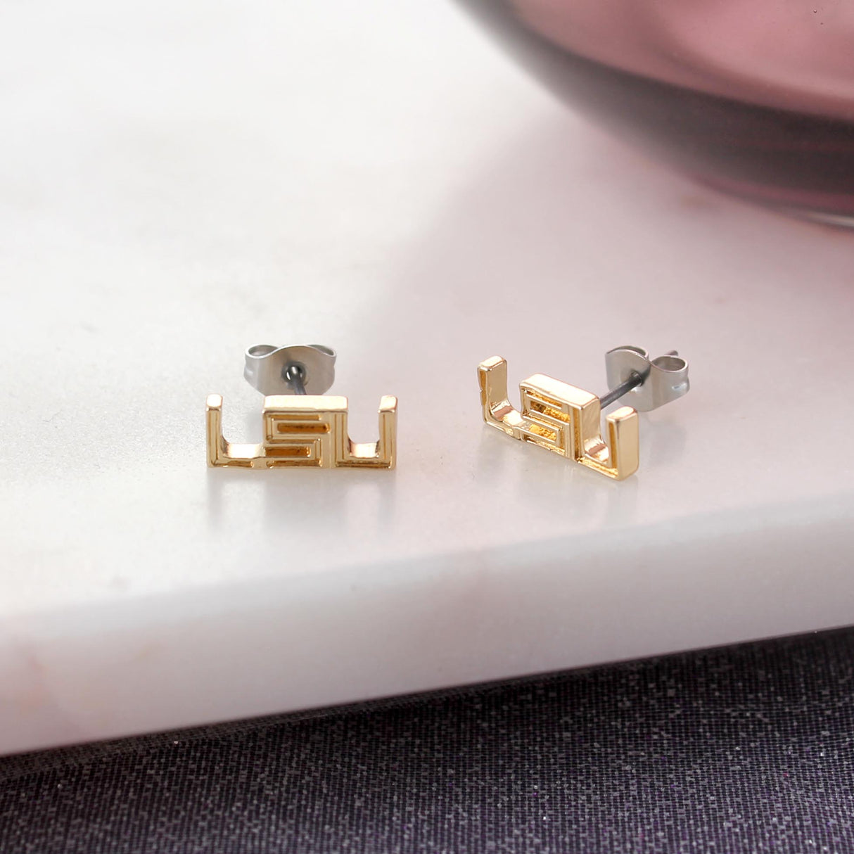 LSU Shiny Gold Logo Stud Earrings