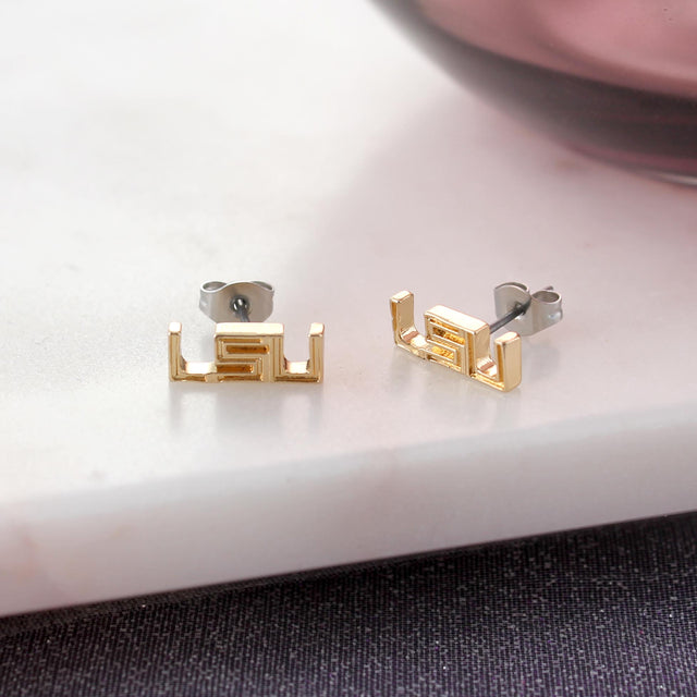 LSU Shiny Gold Logo Stud Earrings