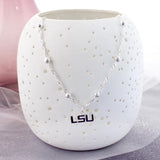 LSU Glitter Enamel Logo Necklace