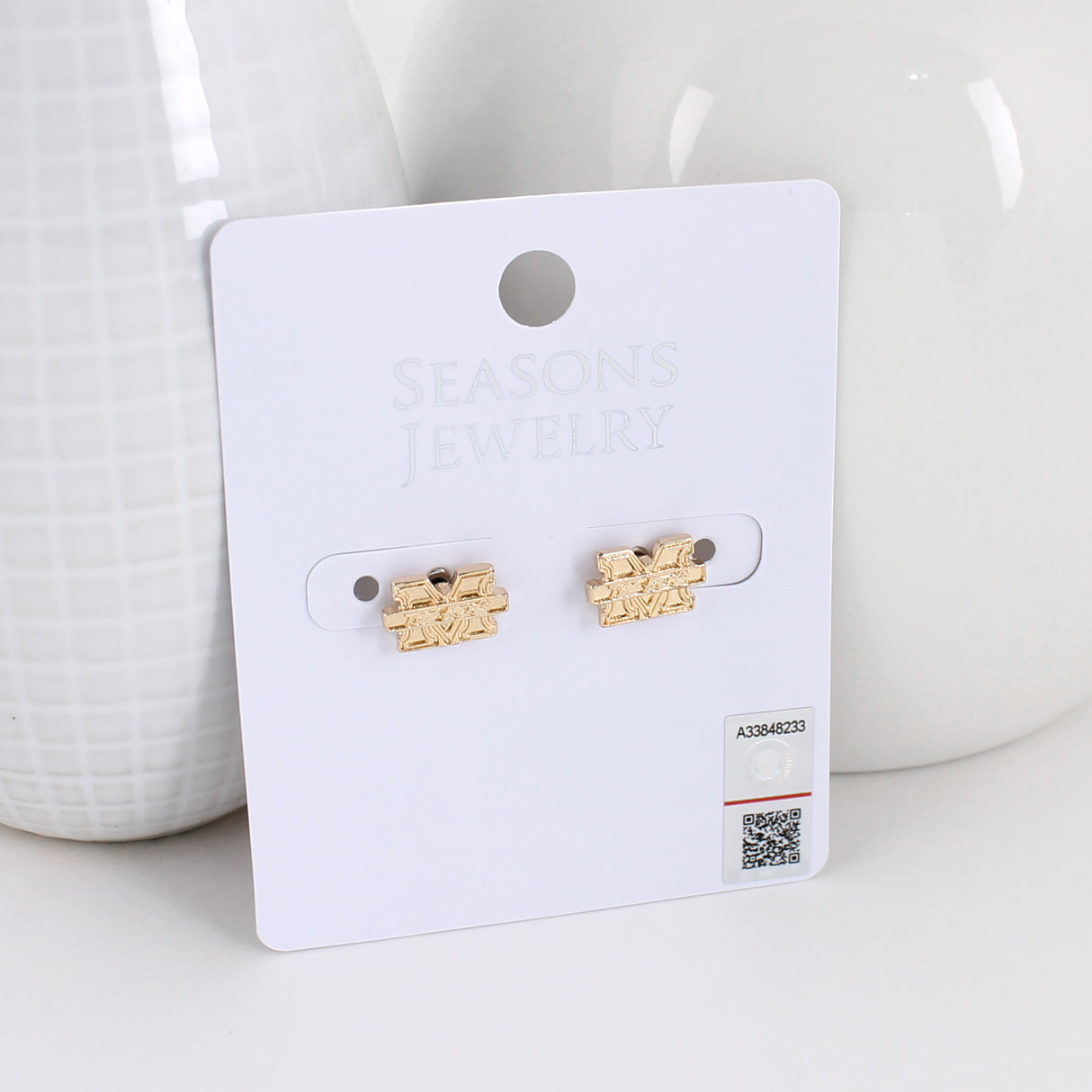 Marshall Shiny Gold Logo Stud Earrings