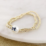 Michigan Gold & Pearl Logo Stretch Bracelet Set