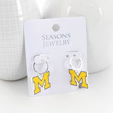 Michigan Glitter Enamel Logo Huggie Hoop Earrings