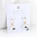 Michigan Pearl Logo Hoop Earrings