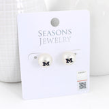 Michigan Logo Pearl Stud Earrings