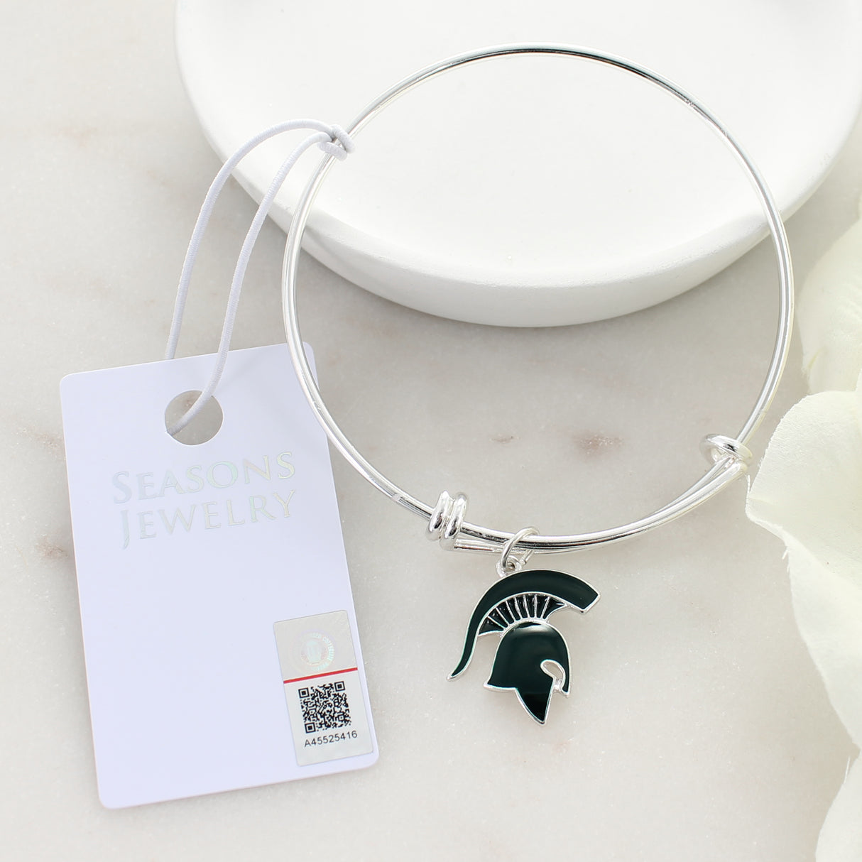 Michigan State Enamel Logo Wire Bracelet