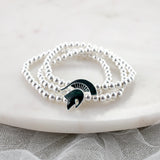 Michigan State Glitter Enamel Logo Stretch Bracelet Set