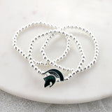 Michigan State Glitter Enamel Logo Stretch Bracelet Set
