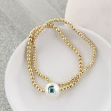 Michigan State Gold & Pearl Logo Stretch Bracelet Set