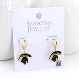 Michigan State Gold Huggie Hoop Earrings w/ Enamel Logo
