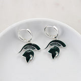 Michigan State Glitter Enamel Logo Huggie Hoop Earrings