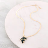 Michigan State Gold & Enamel Logo Necklace