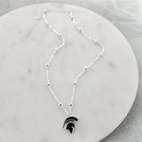Michigan State Glitter Enamel Logo Necklace