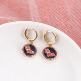 Mississippi Gold Huggie Hoop Earrings w/Enamel Logo