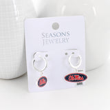 Mississippi Glitter Enamel Logo Huggie Hoop Earrings