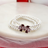 MSU Glitter Enamel Logo Stretch Bracelet Set