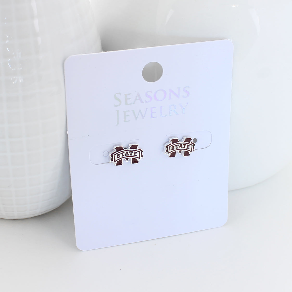 Mississippi State Enamel Logo Stud Earrings