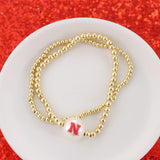 Nebraska Gold & Pearl Logo Stretch Bracelet Set