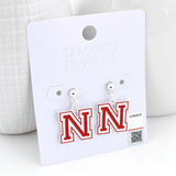 Nebraska Enamel Logo Earrings