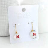 Nebraska Pearl Logo Hoop Earrings