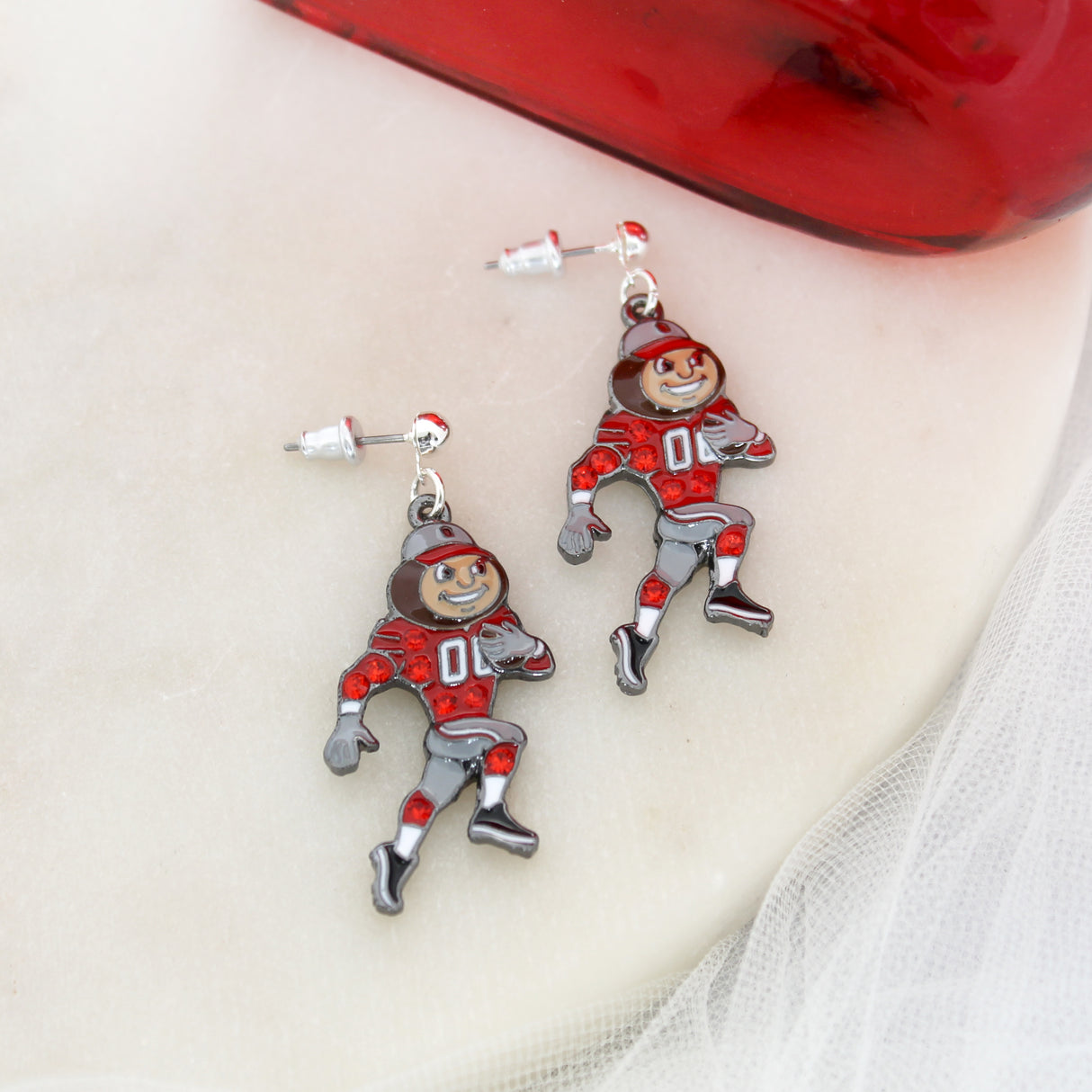 Ohio State “Brutus” Crystal Logo Earrings
