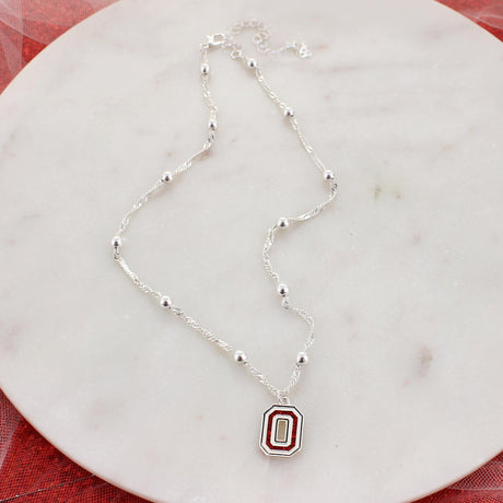 Ohio State Glitter Enamel Logo Necklace