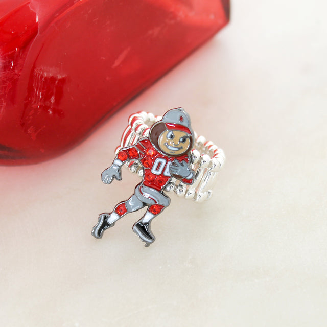 Ohio State “Brutus” Crystal Logo Stretch Ring