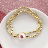 Oklahoma Gold & Pearl Logo Stretch Bracelet Set