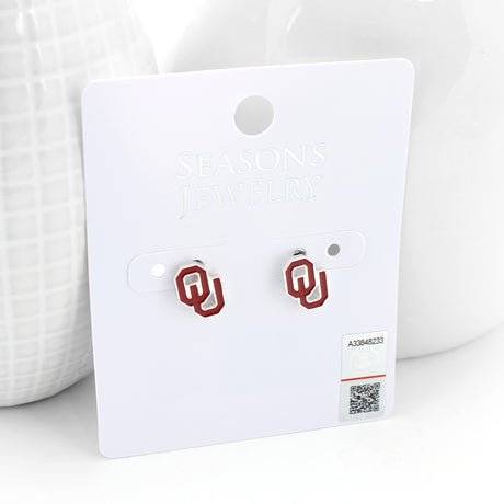 Oklahoma Enamel Logo Stud Earrings