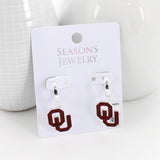 Oklahoma Glitter Enamel Logo Huggie Hoop Earrings