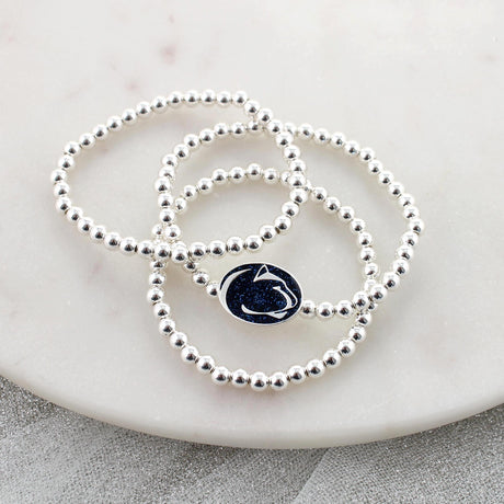 Penn State Glitter Enamel Logo Stretch Bracelet Set