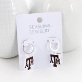 Texas A&M Glitter Enamel Logo Huggie Hoop Earrings
