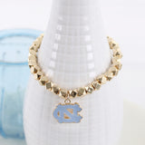 North Carolina Gold Stretch Bracelet w/Enamel Logo
