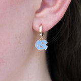 North Carolina Gold Huggie Hoop Earrings w/Enamel Logo