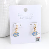 North Carolina Gold Huggie Hoop Earrings w/Enamel Logo