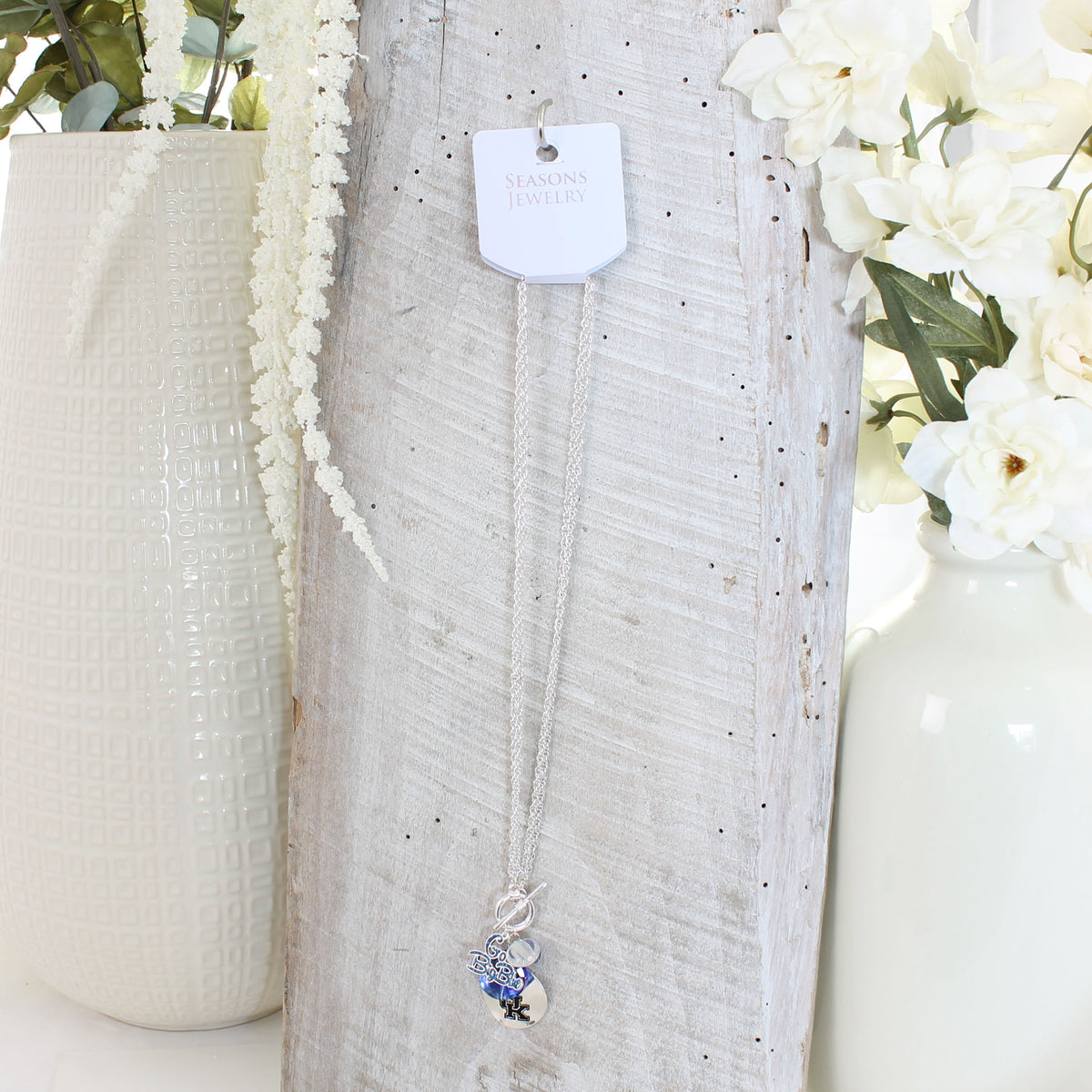 Kentucky Logo Disc & Slogan Cluster Convertible Necklace