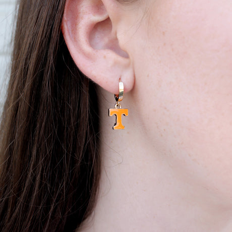 Tennessee Huggie Hoop Earrings w/ Enamel Logo