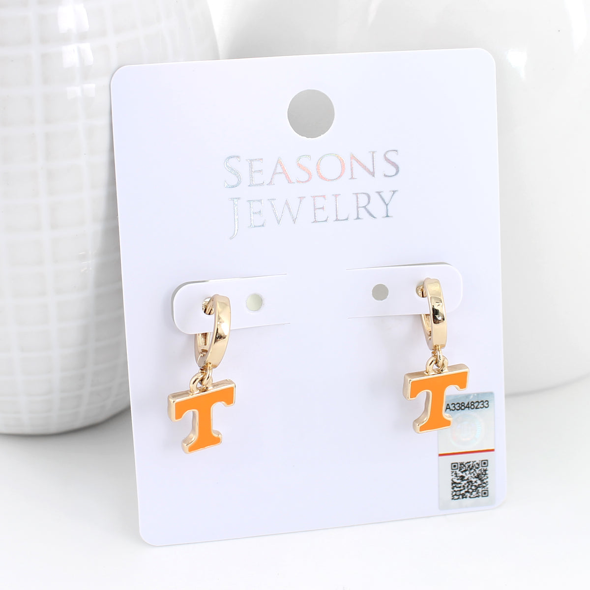 Tennessee Huggie Hoop Earrings w/ Enamel Logo
