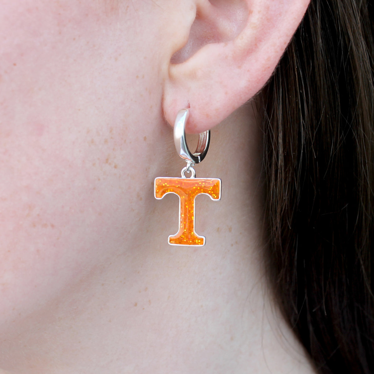 Tennessee Glitter Enamel Logo Huggie Hoop Earrings