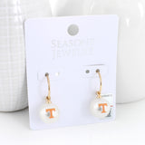 Tennessee Logo Pearl Hoop Earrings