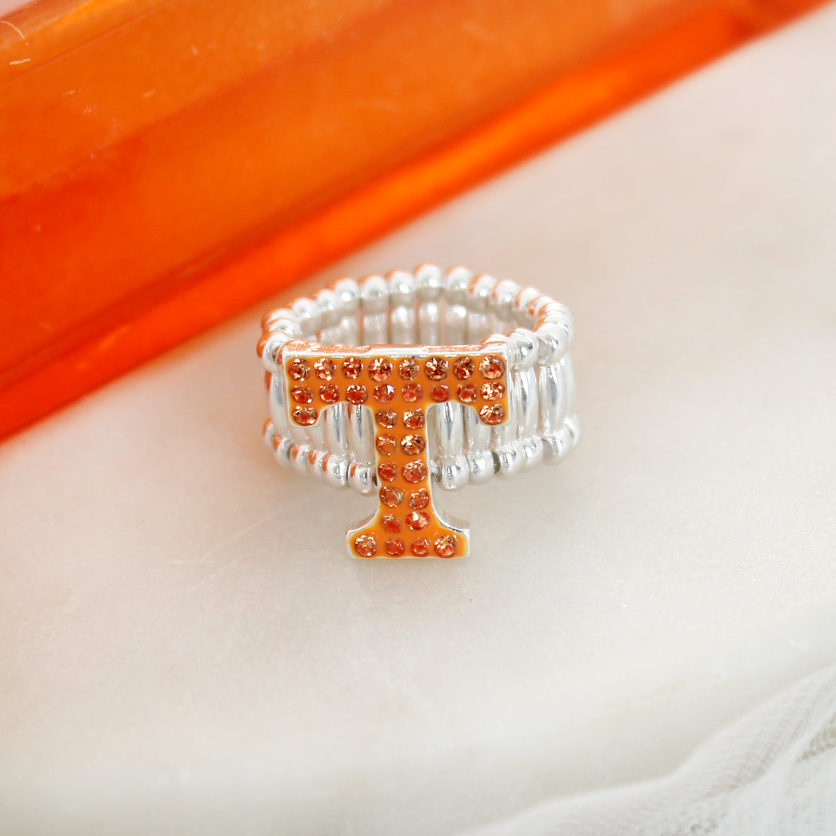 Tennessee Crystal Logo Stretch Ring