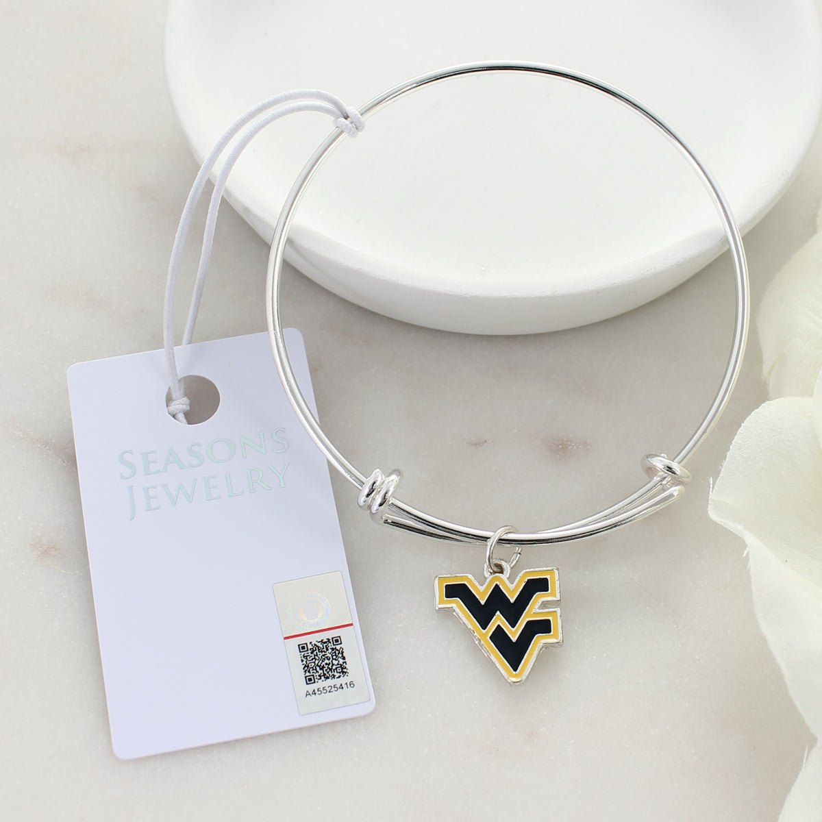 West Virginia Enamel Logo Wire Bracelet