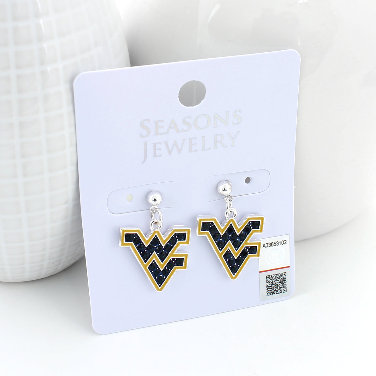 West Virginia Crystal Logo Earrings